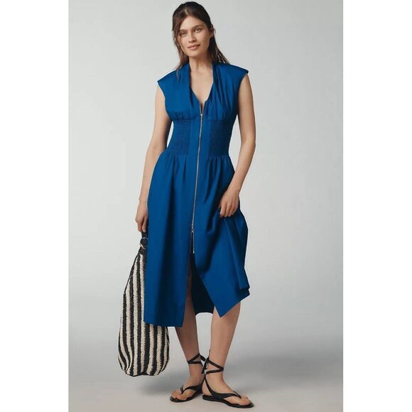 NWT Size XS -Anthropologie Tommie 100% Cotton Zip-Front Midi Dress (NWT US$ 178) - Picture 1 of 16